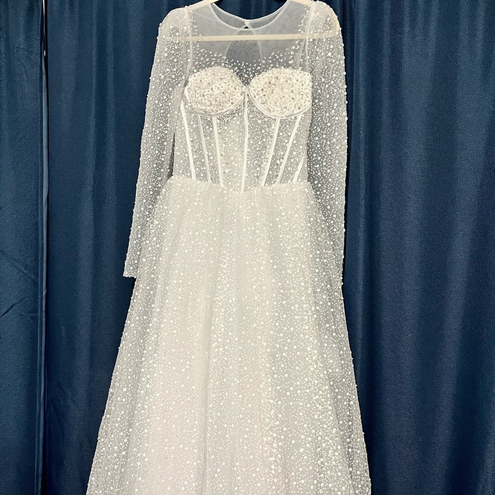 Othr White Beaded Illusion Long-Sleeve 👰